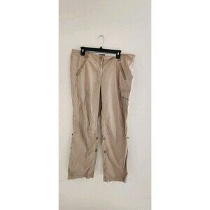Lands End Womens Beige Vented Roll Up Cargo Camping Travel Hiking Pants Sz 18